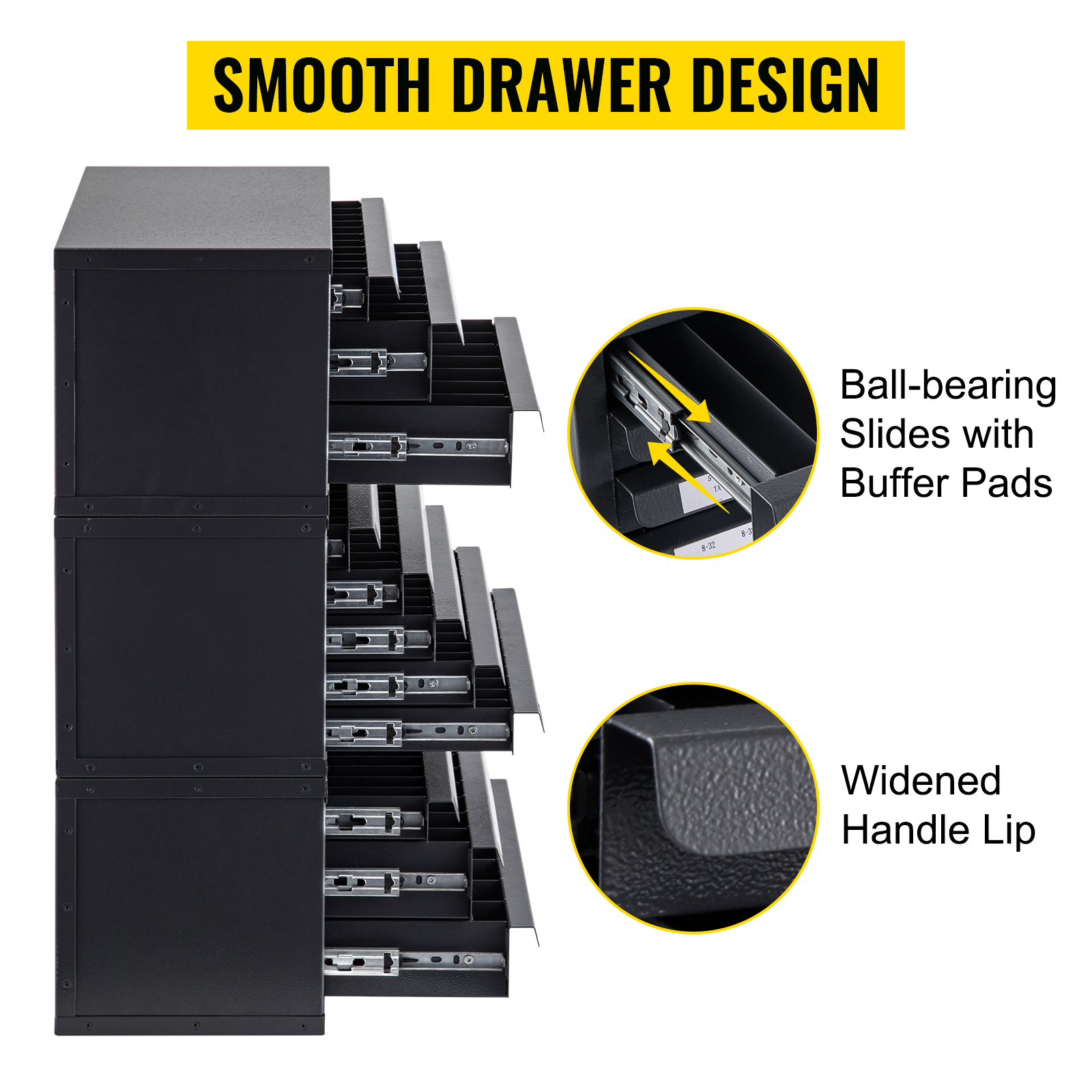 VEVOR Drill Bit Dispenser Organizer Cabinet 3 Boxes Size 1/16"-1/2" A-Z #1-60 