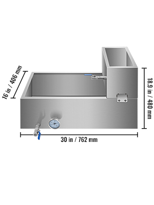 maple syrup evaporator pan, stainless steel, 30x16x18.9 inch