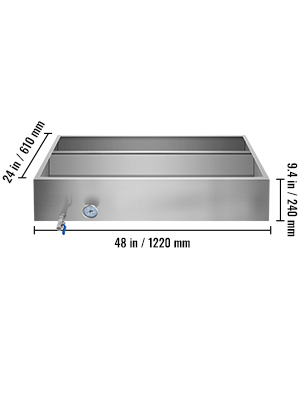 VEVOR Maple Syrup Evaporator Pan 48x24x9.4 Inch Stainless Steel Maple Syrup Boiling Pan with Valve and Thermometer and Divided Pan