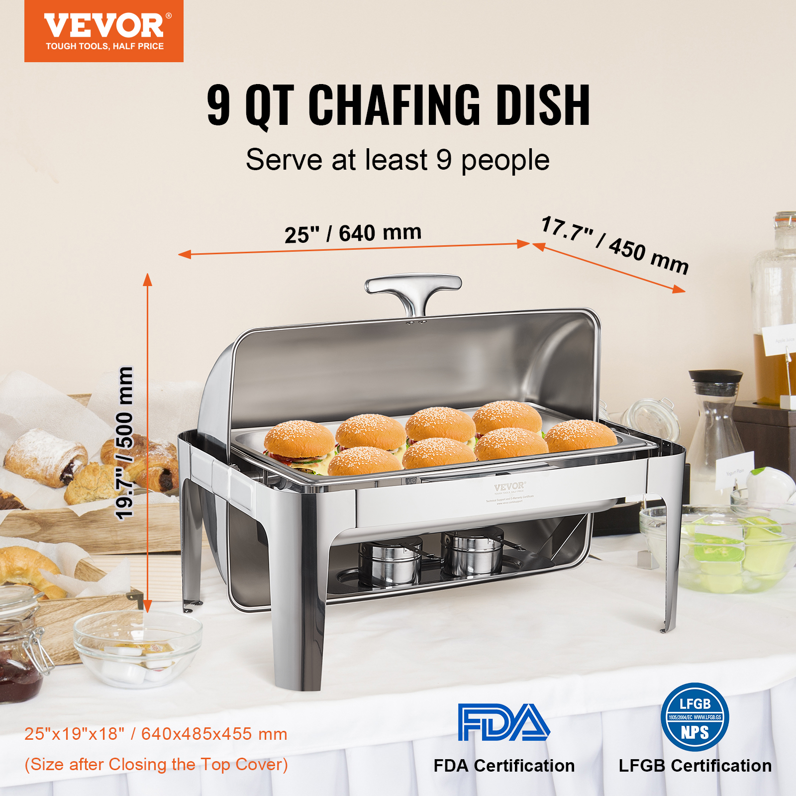 9Qt Stainless Steel Chafer Chafing Dish Sets Catering Food Warmer Buffet Set - Picture 52 of 98