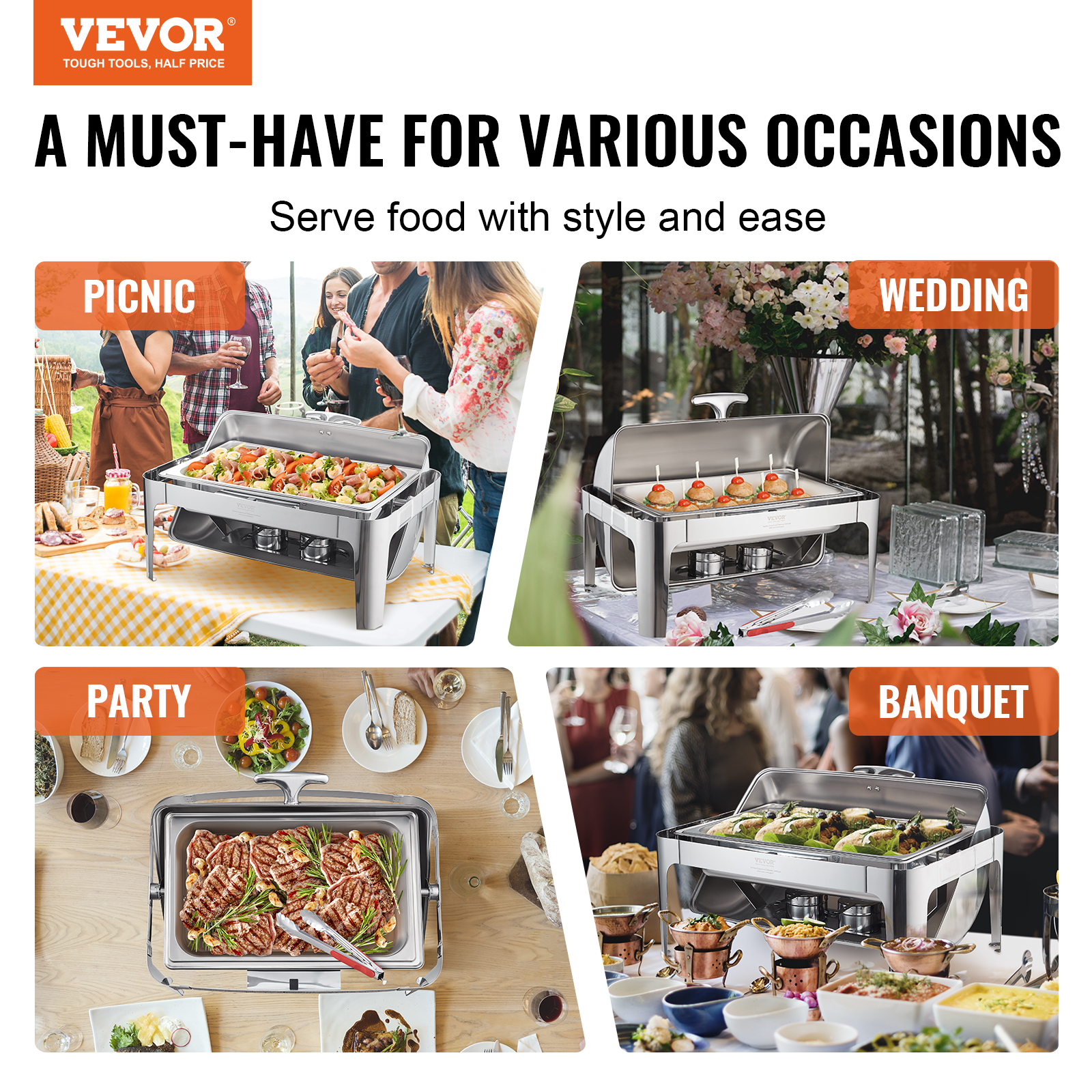 9Qt Stainless Steel Chafer Chafing Dish Sets Catering Food Warmer Buffet Set - Picture 57 of 98