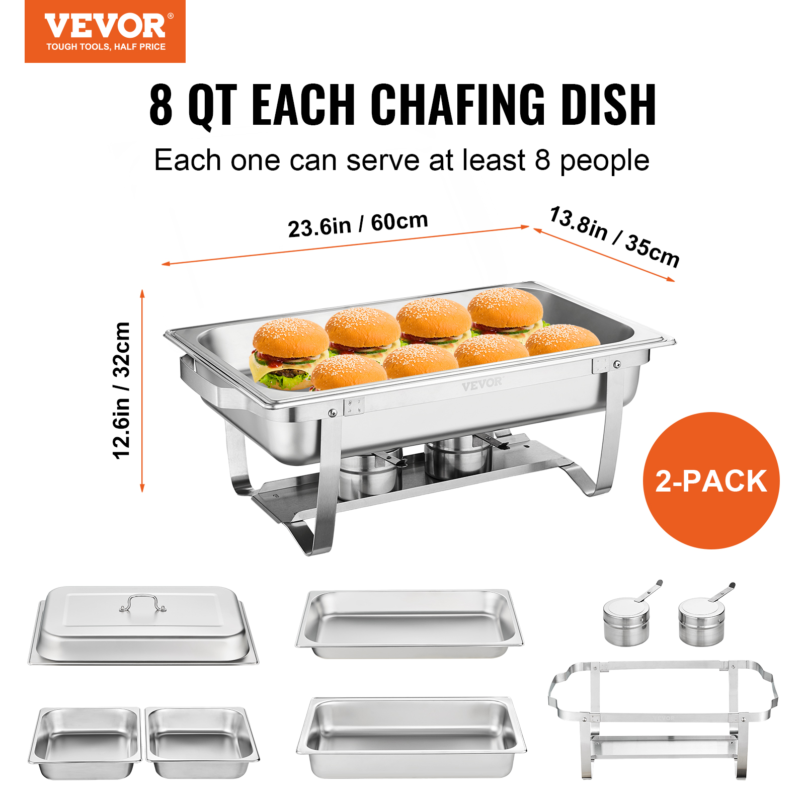 9Qt Stainless Steel Chafer Chafing Dish Sets Catering Food Warmer Buffet Set - Picture 28 of 98