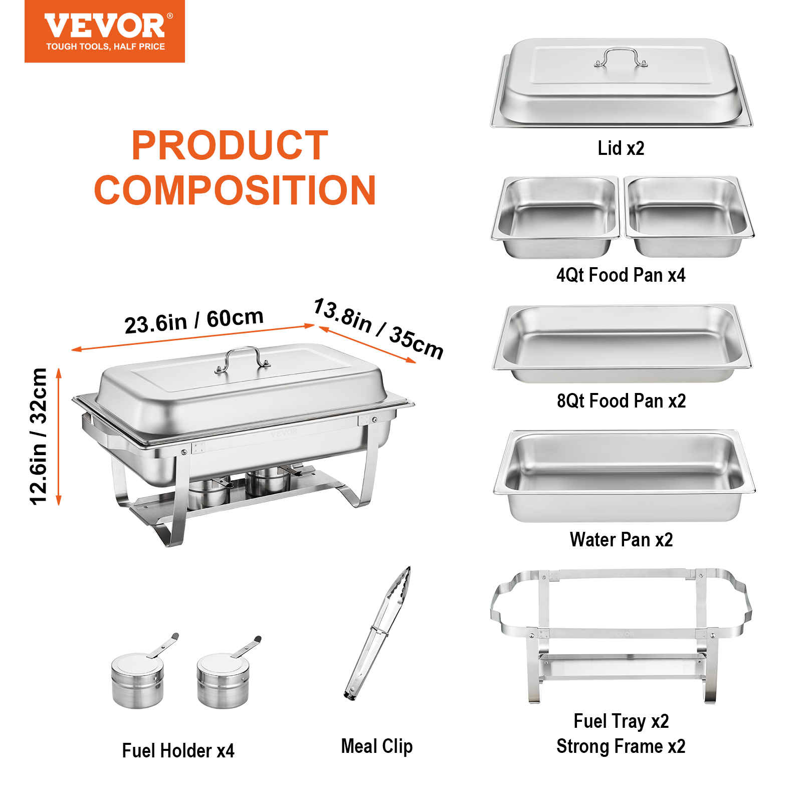 9Qt Stainless Steel Chafer Chafing Dish Sets Catering Food Warmer Buffet Set - Picture 33 of 98