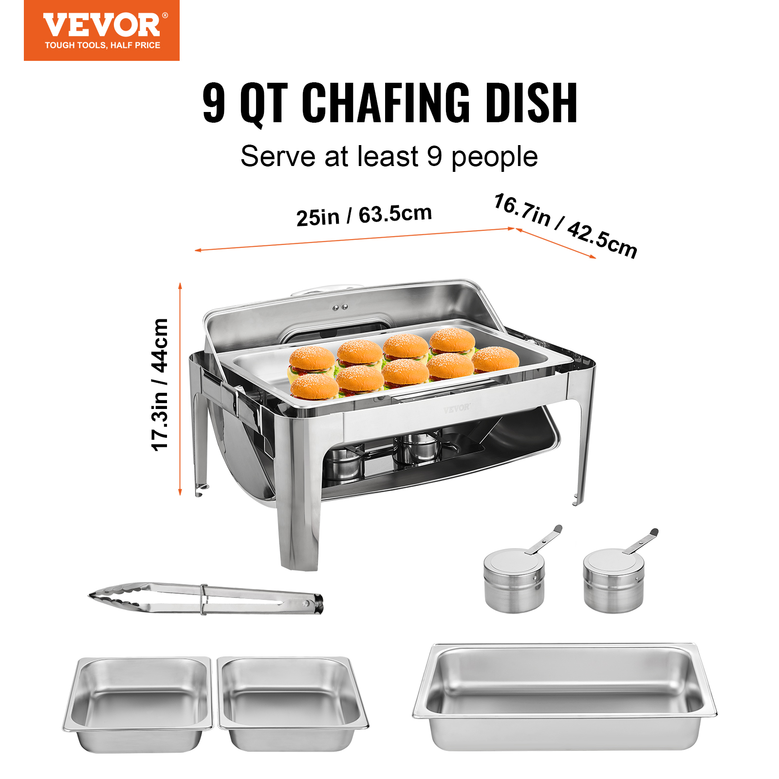9Qt Stainless Steel Chafer Chafing Dish Sets Catering Food Warmer Buffet Set - Picture 40 of 98