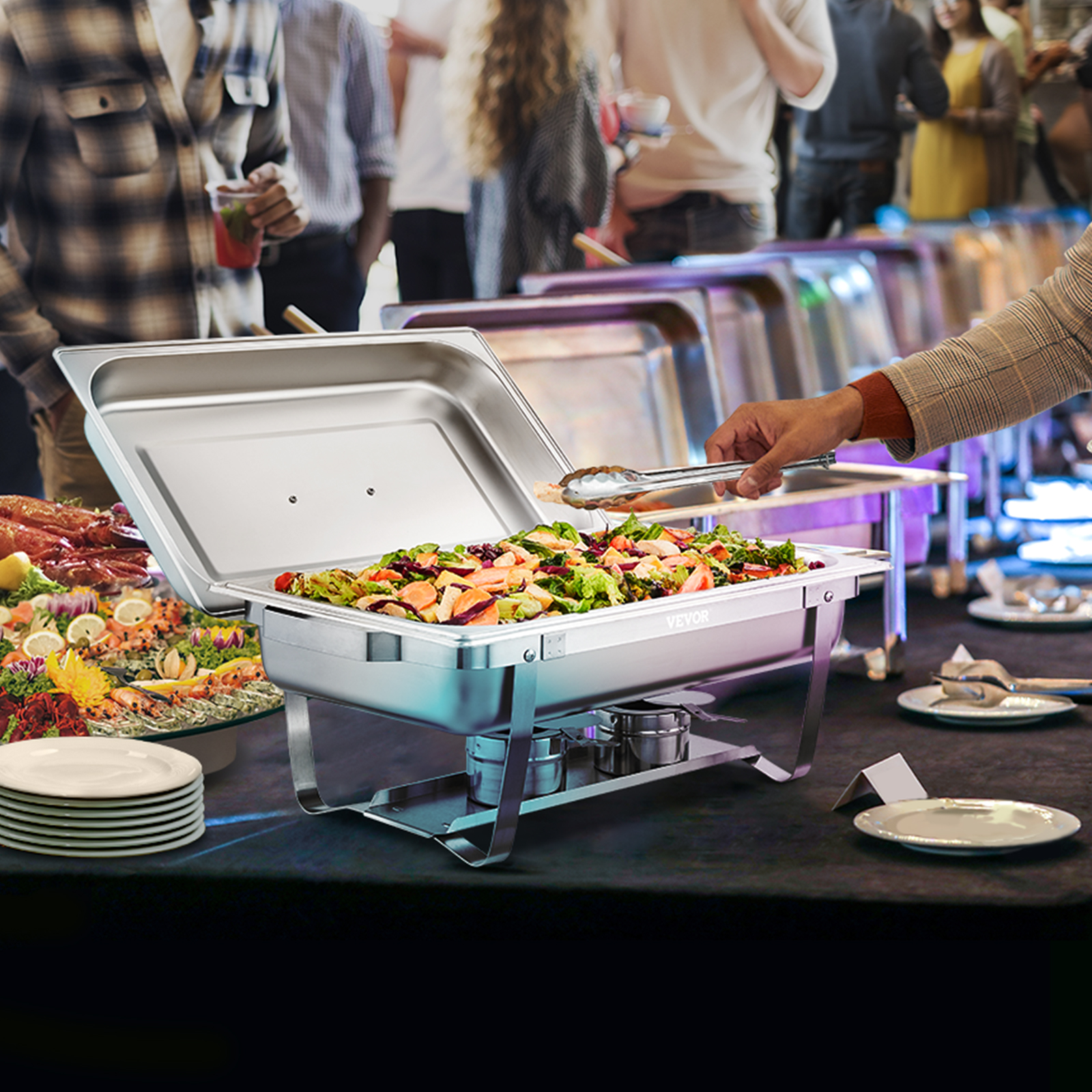 9Qt Stainless Steel Chafer Chafing Dish Sets Catering Food Warmer Buffet Set - Picture 10 of 98