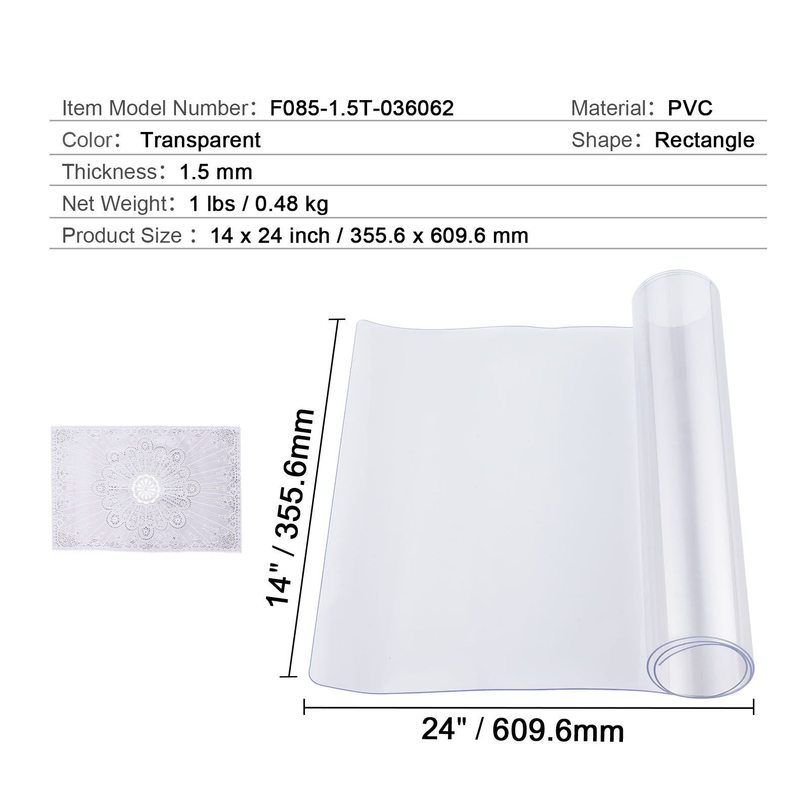 Uimoso PVC Table Protector 14x24-42x96 Inch Clear Plastic Desk Protector 1.5/2mm - Picture 19 of 168
