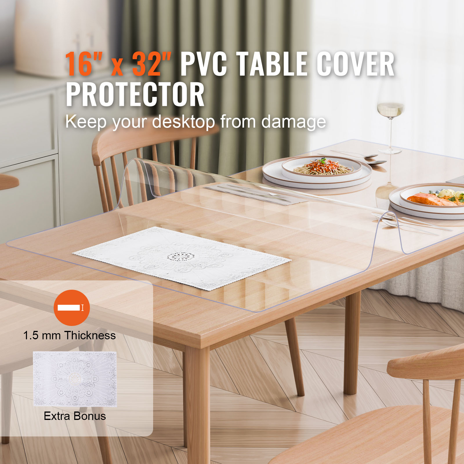 Uimoso PVC Table Protector 14x24-42x96 Inch Clear Plastic Desk Protector 1.5/2mm - Picture 110 of 168