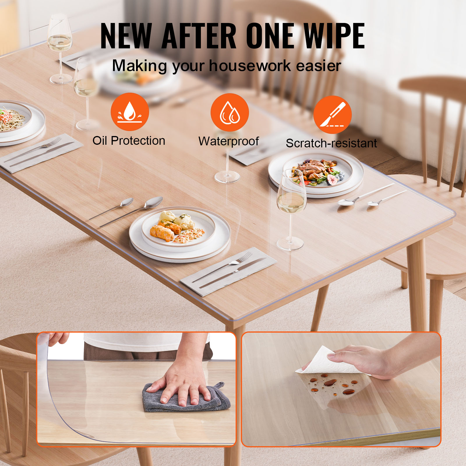 VEVOR PVC Table Protector 14x24-42x96 Inch Clear Plastic Desk Protector 1.5/2mm - Picture 42 of 158