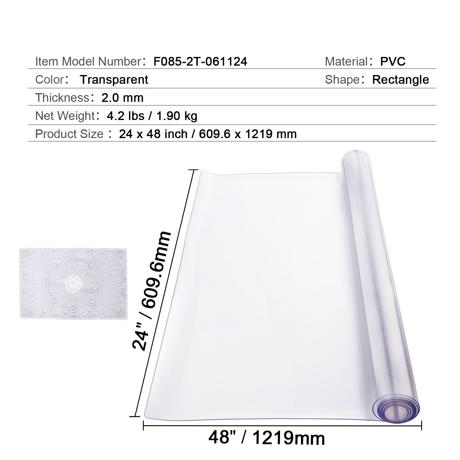 Uimoso PVC Table Protector 14x24-42x96 Inch Clear Plastic Desk Protector 1.5/2mm - Picture 55 of 168
