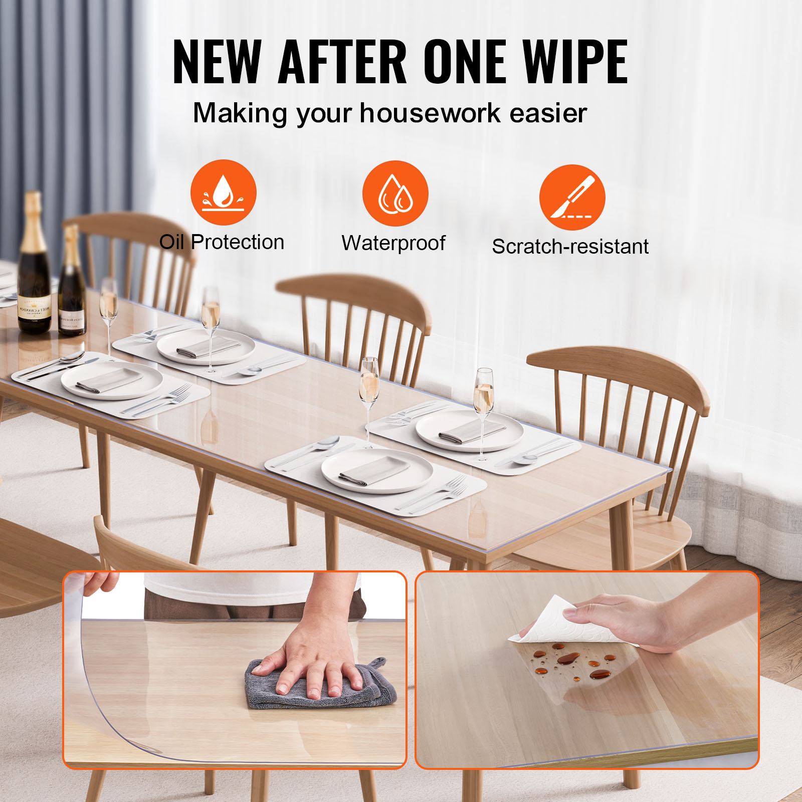 VEVOR PVC Table Protector 14x24-42x96 Inch Clear Plastic Desk Protector 1.5/2mm - Picture 30 of 158