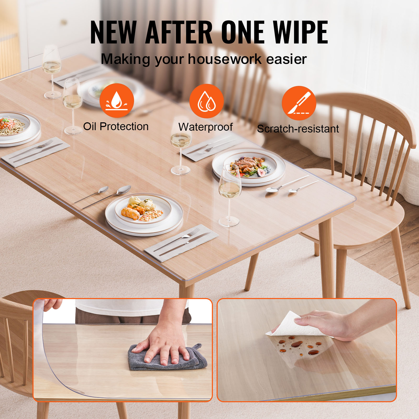 VEVOR PVC Table Protector 14x24-42x96 Inch Clear Plastic Desk Protector 1.5/2mm - Picture 66 of 158