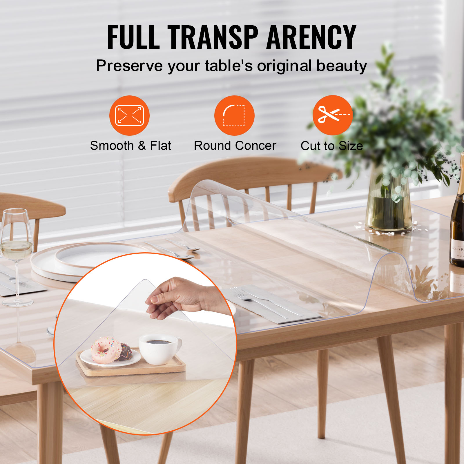 VEVOR PVC Table Protector 14x24-42x96 Inch Clear Plastic Desk Protector 1.5/2mm - Picture 67 of 158