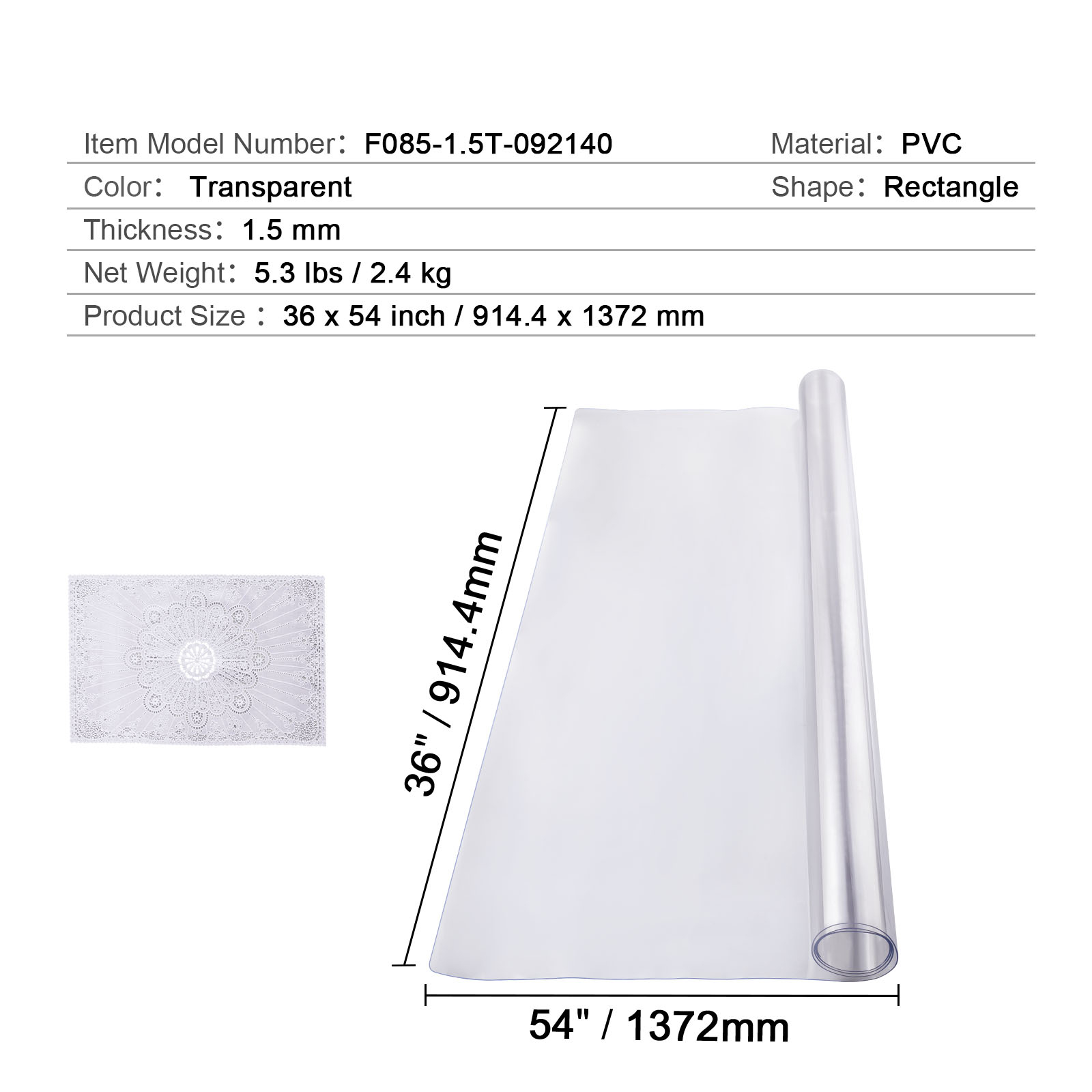 Uimoso PVC Table Protector 14x24-42x96 Inch Clear Plastic Desk Protector 1.5/2mm - Picture 31 of 168