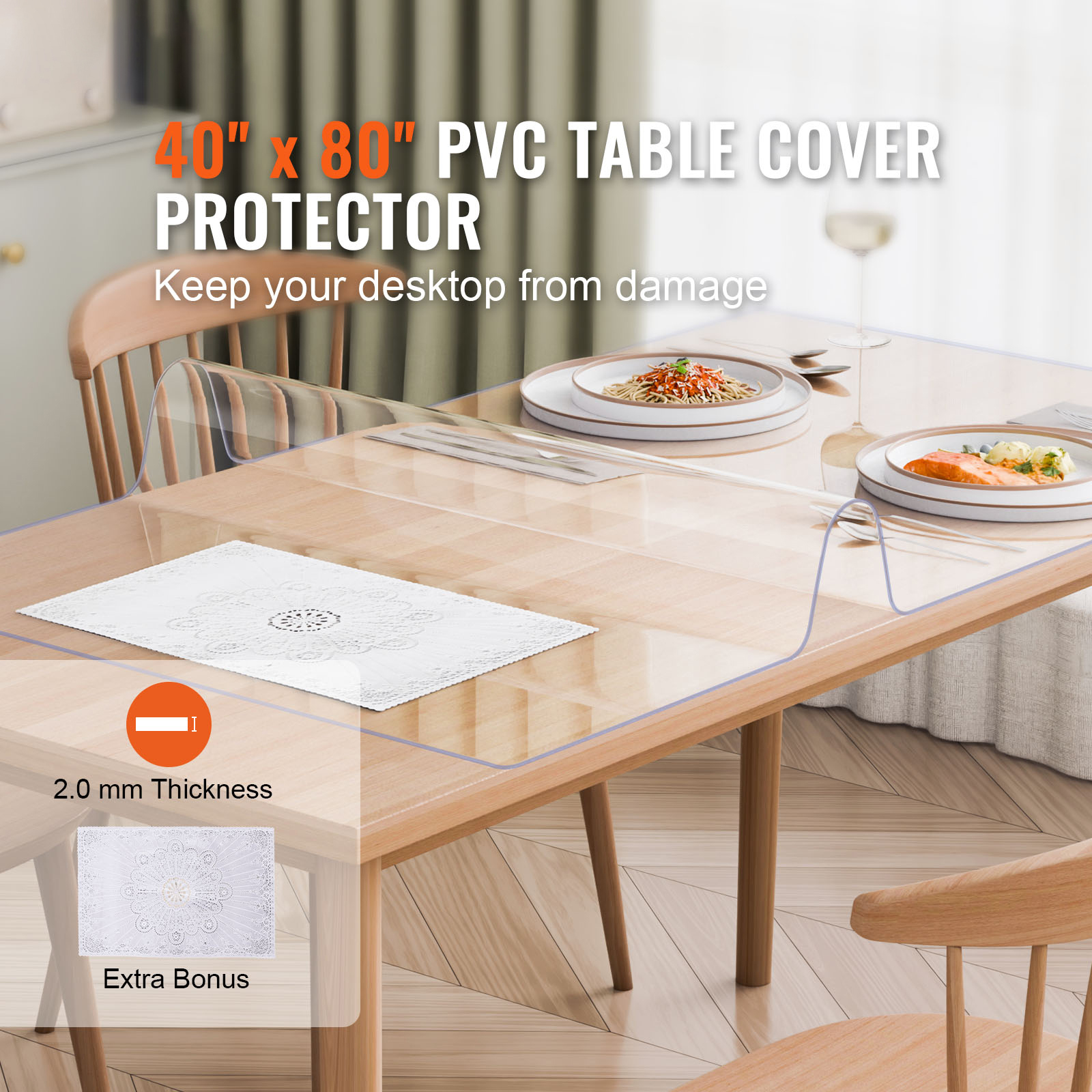 Uimoso PVC Table Protector 14x24-42x96 Inch Clear Plastic Desk Protector 1.5/2mm - Picture 86 of 168