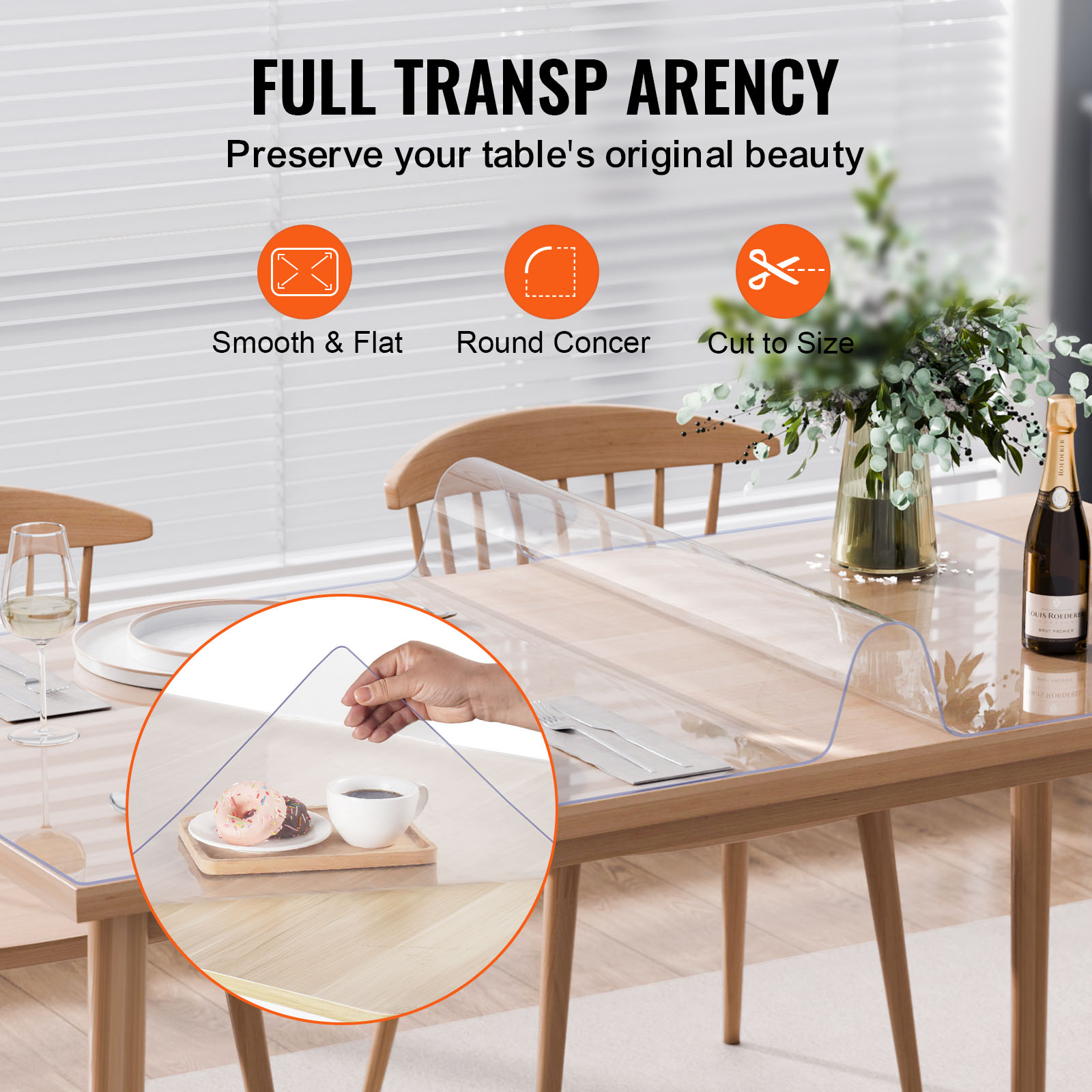 VEVOR PVC Table Protector 14x24-42x96 Inch Clear Plastic Desk Protector 1.5/2mm - Picture 151 of 158