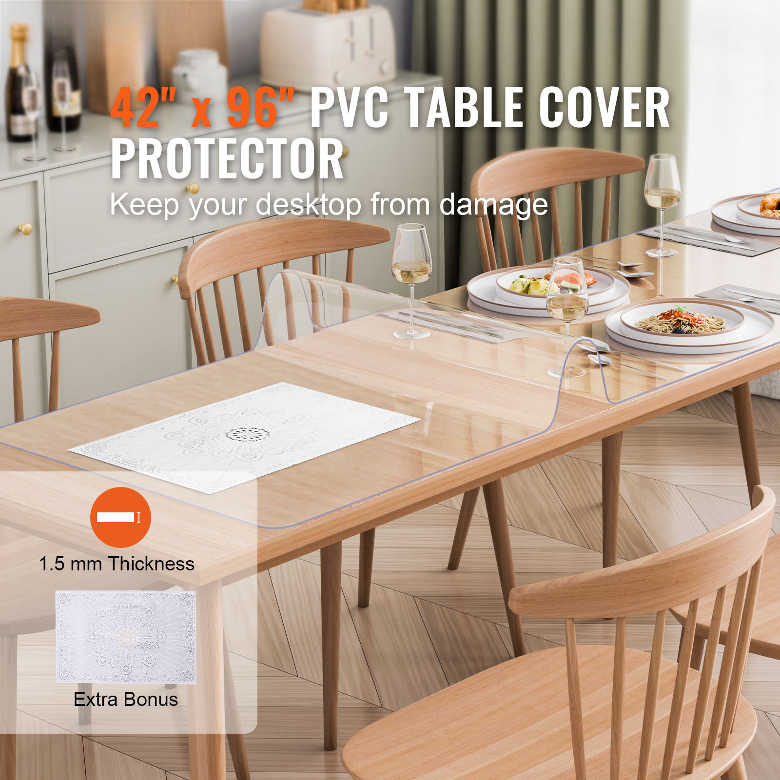 Uimoso PVC Table Protector 14x24-42x96 Inch Clear Plastic Desk Protector 1.5/2mm - Picture 134 of 168