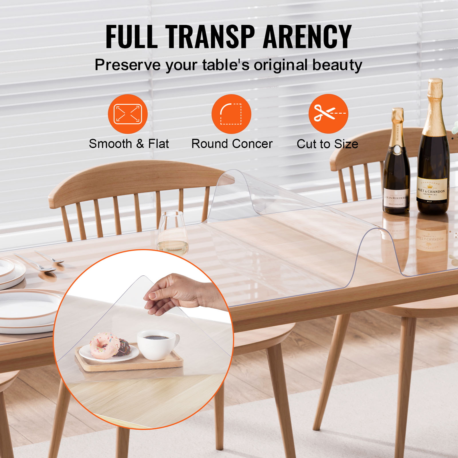 VEVOR PVC Table Protector 14x24-42x96 Inch Clear Plastic Desk Protector 1.5/2mm - Picture 127 of 158