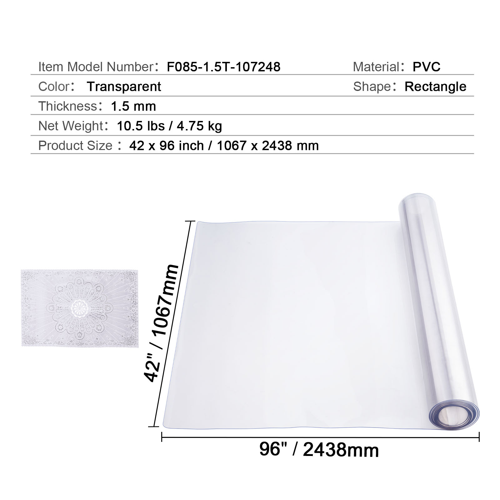 Uimoso PVC Table Protector 14x24-42x96 Inch Clear Plastic Desk Protector 1.5/2mm - Picture 139 of 168