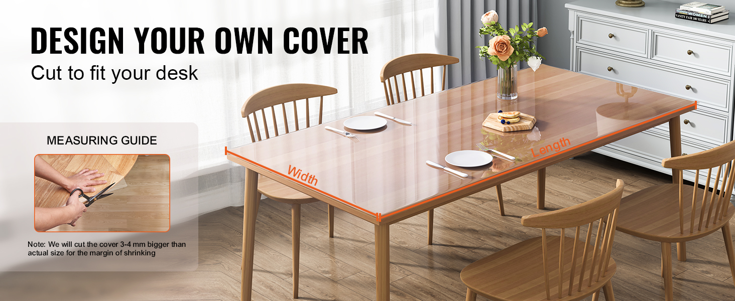 Protector de mesa transparente, protector de mesa de 0.079 in de grosor  para mesa de comedor, protector de mantel de plástico transparente, mantel  de