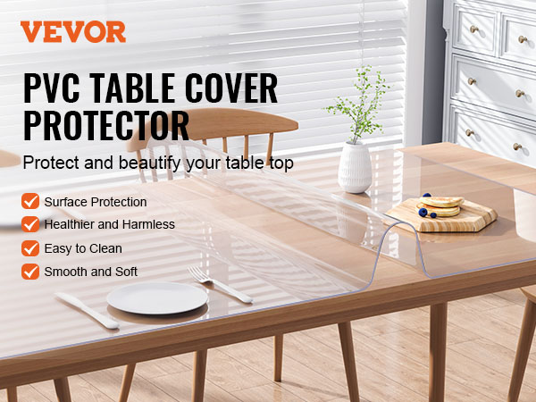 VEVOR - Protector de mesa transparente de 90 x 44 pulgadas, 0.059 in de  grosor, protector de escritorio transparente, protector de mesa de mantel  de
