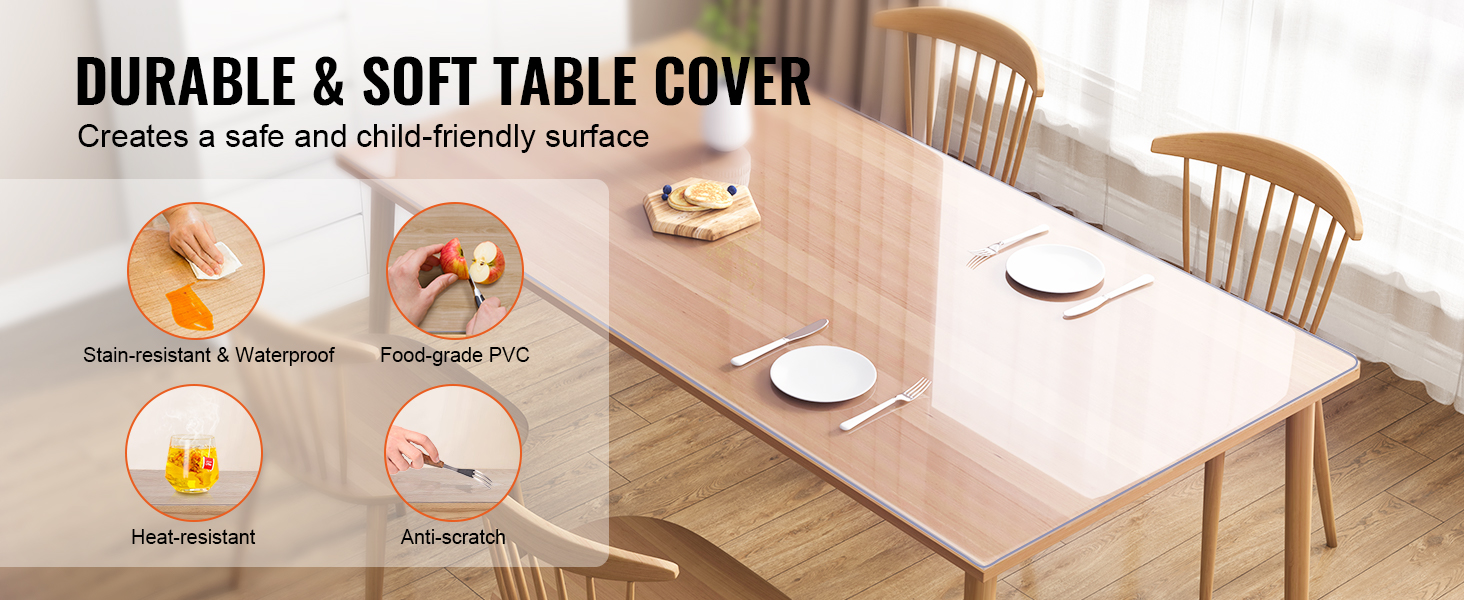 Vevor Nappe Rectangle Transparente X Cm Film De Table Transparent En Pvc Paisseur