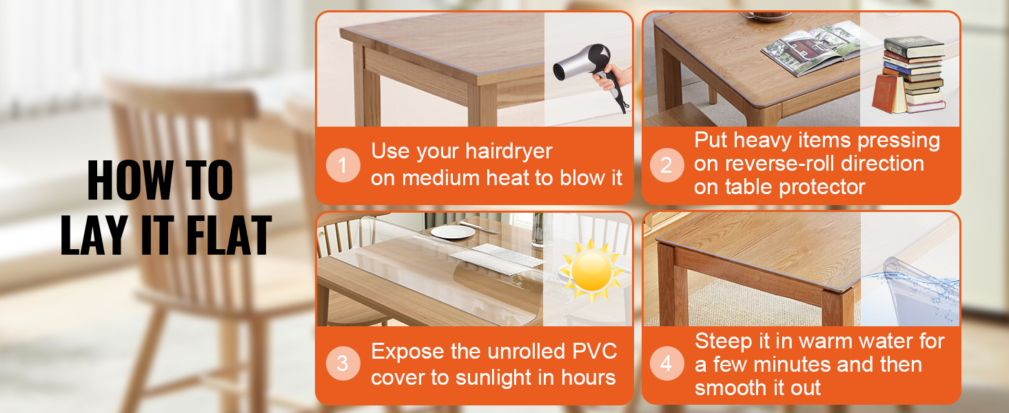 VEVOR Clear Table Cover Protector, 12" x 12"/305 x 305 mm Table Cover, 1.5 mm Thick PVC Plastic Tablecloth, Waterproof Desktop Protector for Writing Desk, Coffee Table, Dining Room Table