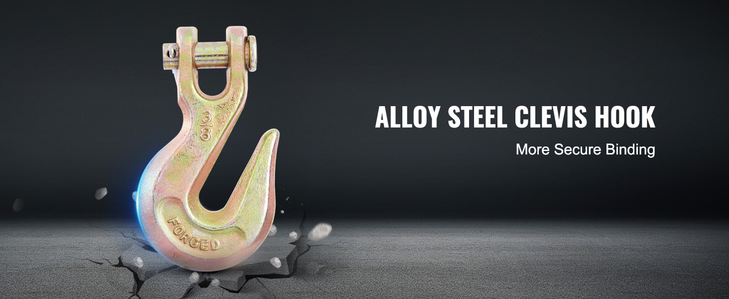 Towing Chain SENKEYFE 3/8" G80 Transport Chain – 10 Foot Log Chain With Clevis Grab Hooks (7100 Lbs Capacity, 2-Pack) 10 Foot Tow Chain With Hooks