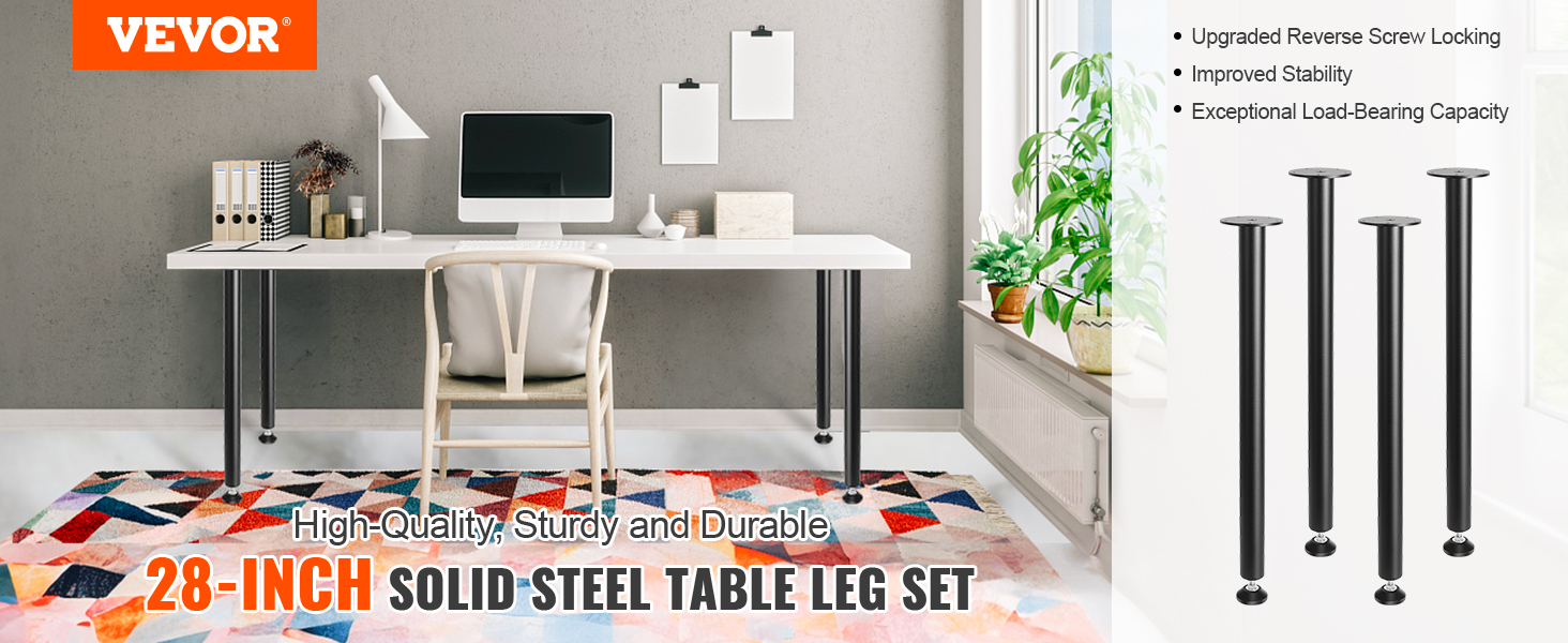 Patas de metal para mesa en forma de K de 28 pulgadas de alto, patas de  metal resistente, patas de escritorio industriales, juego de 2, color negro