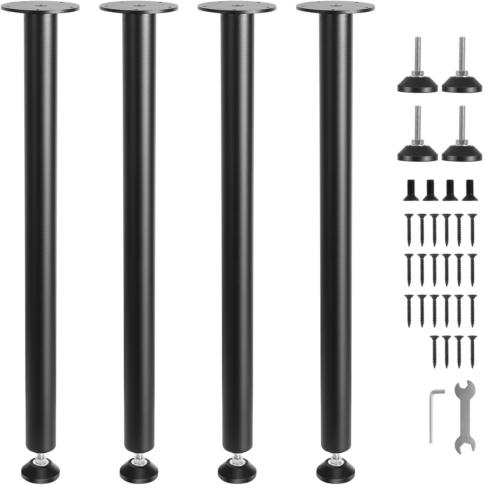 VEVOR 16" - 30" Solid Steel Adjustable Desk Legs Office Table Furniture Set of 4 - Picture 15 of 38