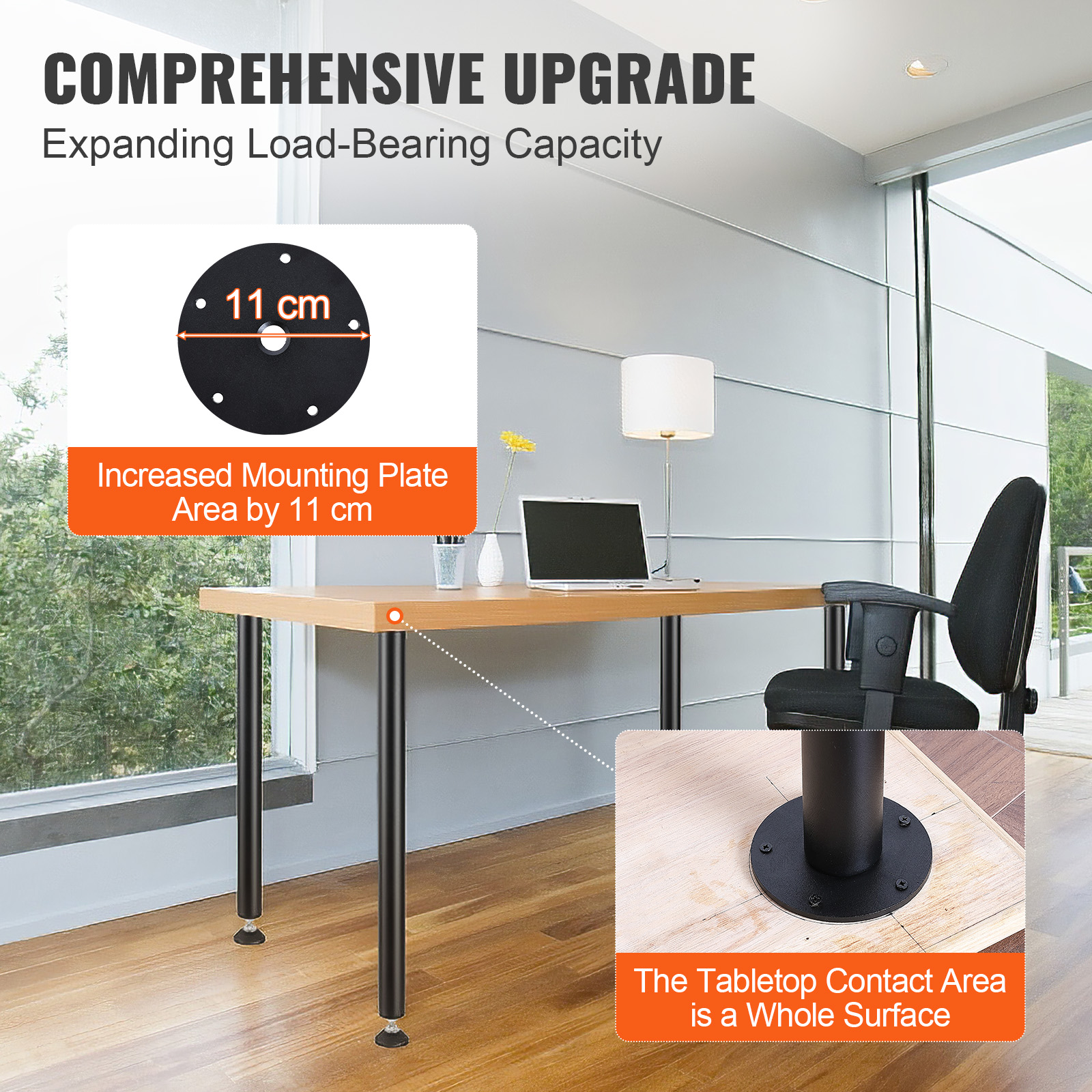 VEVOR 16" - 30" Solid Steel Adjustable Desk Legs Office Table Furniture Set of 4 - Picture 30 of 38