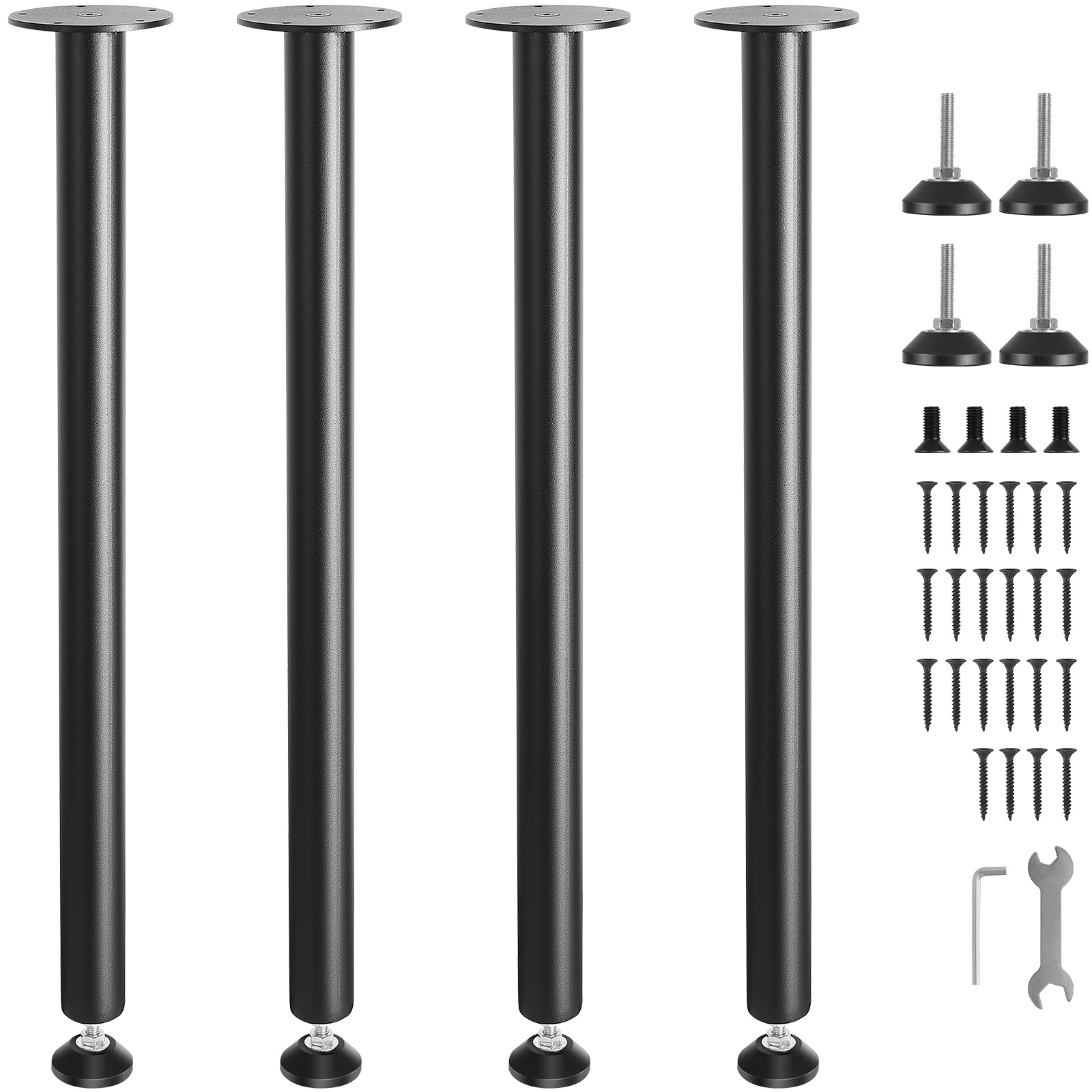 VEVOR 16" - 30" Solid Steel Adjustable Desk Legs Office Table Furniture Set of 4 - Picture 27 of 38