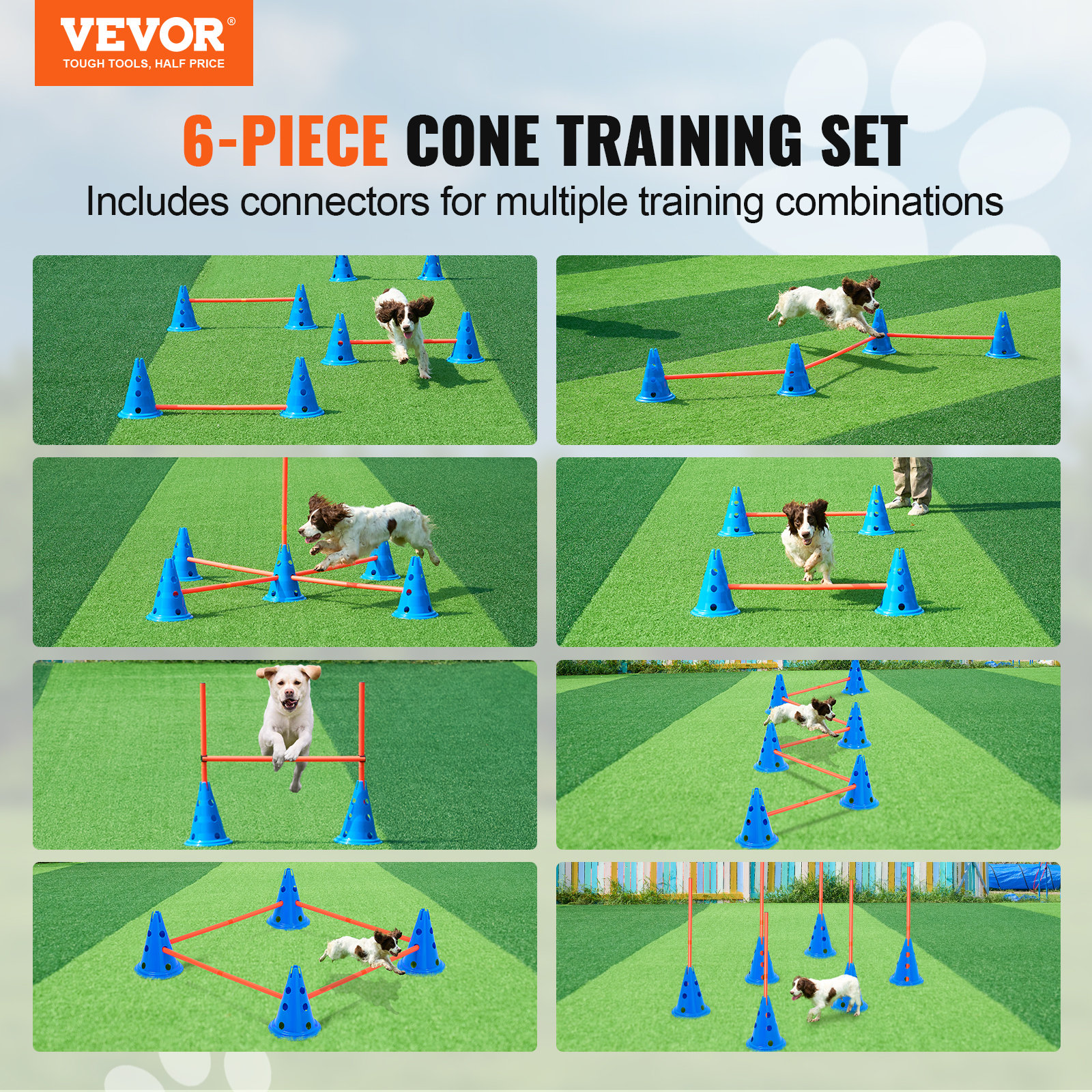 VEVOR Dog Agility Training Equipment w/ Hurdles Cone/Tunnel / Jump/Tunnels Ring - Picture 4 of 98