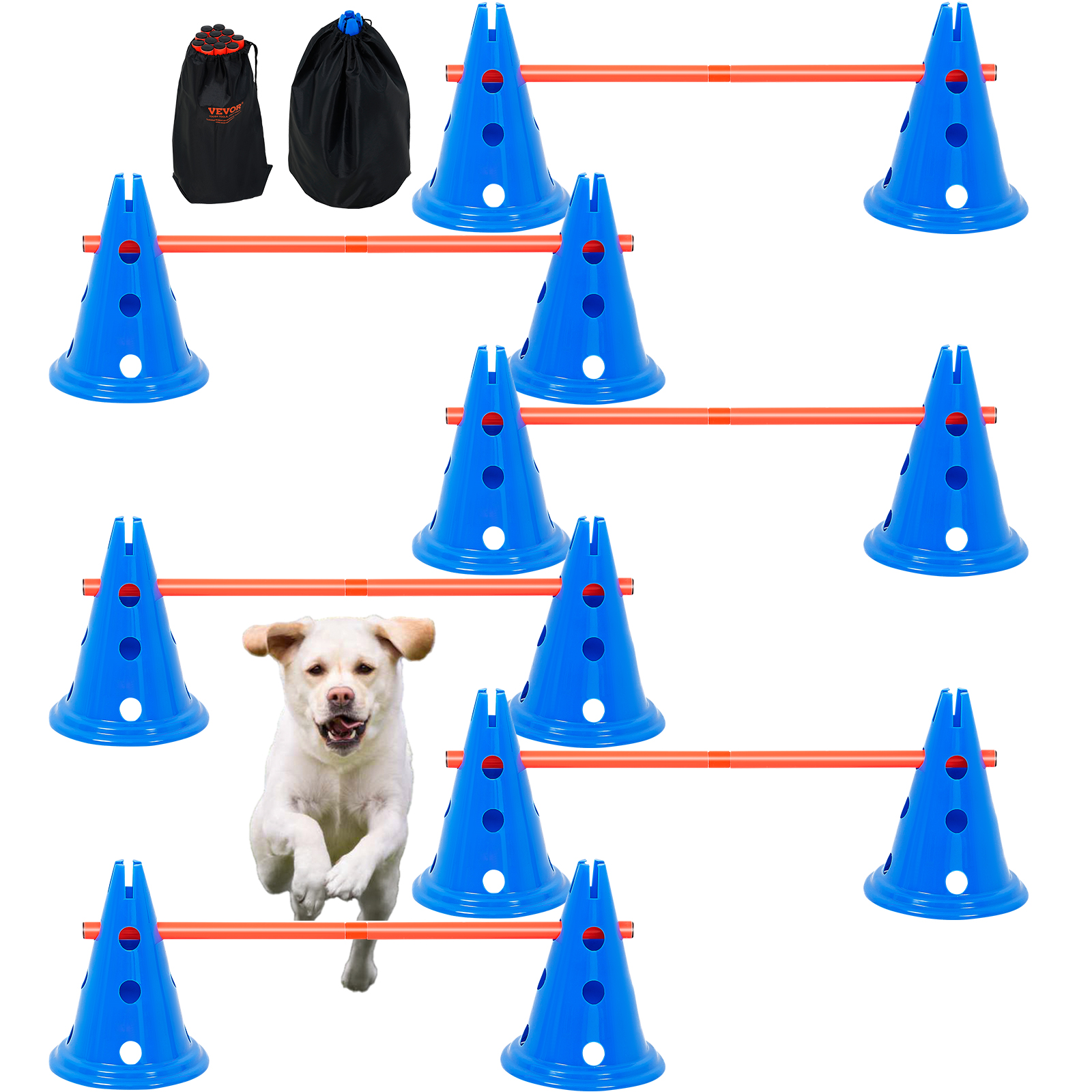 VEVOR Dog Agility Training Equipment w/ Hurdles Cone/Tunnel / Jump/Tunnels Ring - Picture 3 of 98