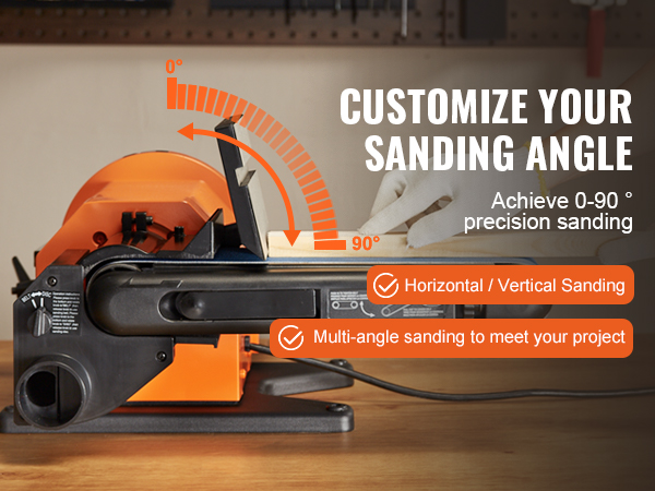 VEVOR Belt Disc Sander Combo, 6" Disc Sander and 4" x 36" Belt Sander with 5A Induction Motor 3450RPM, 0-90° Tiltable Belt and 0-45° Adjustable Cast Aluminum Worktable for Woodworking, Metalworking