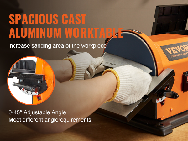 VEVOR Belt Disc Sander Combo, 6" Disc Sander and 4" x 36" Belt Sander with 5A Induction Motor 3450RPM, 0-90° Tiltable Belt and 0-45° Adjustable Cast Aluminum Worktable for Woodworking, Metalworking