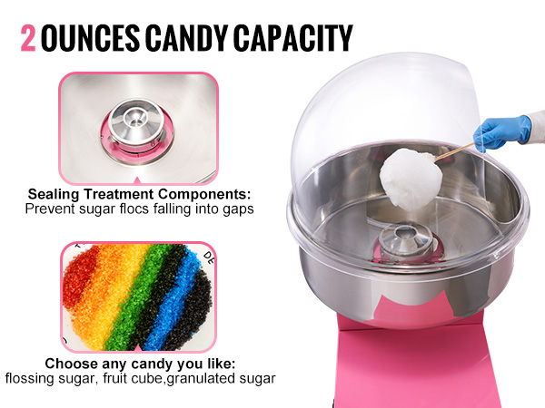 VEVOR Commercial Cotton Candy Machine with Cart & Cover Sugar Floss ...