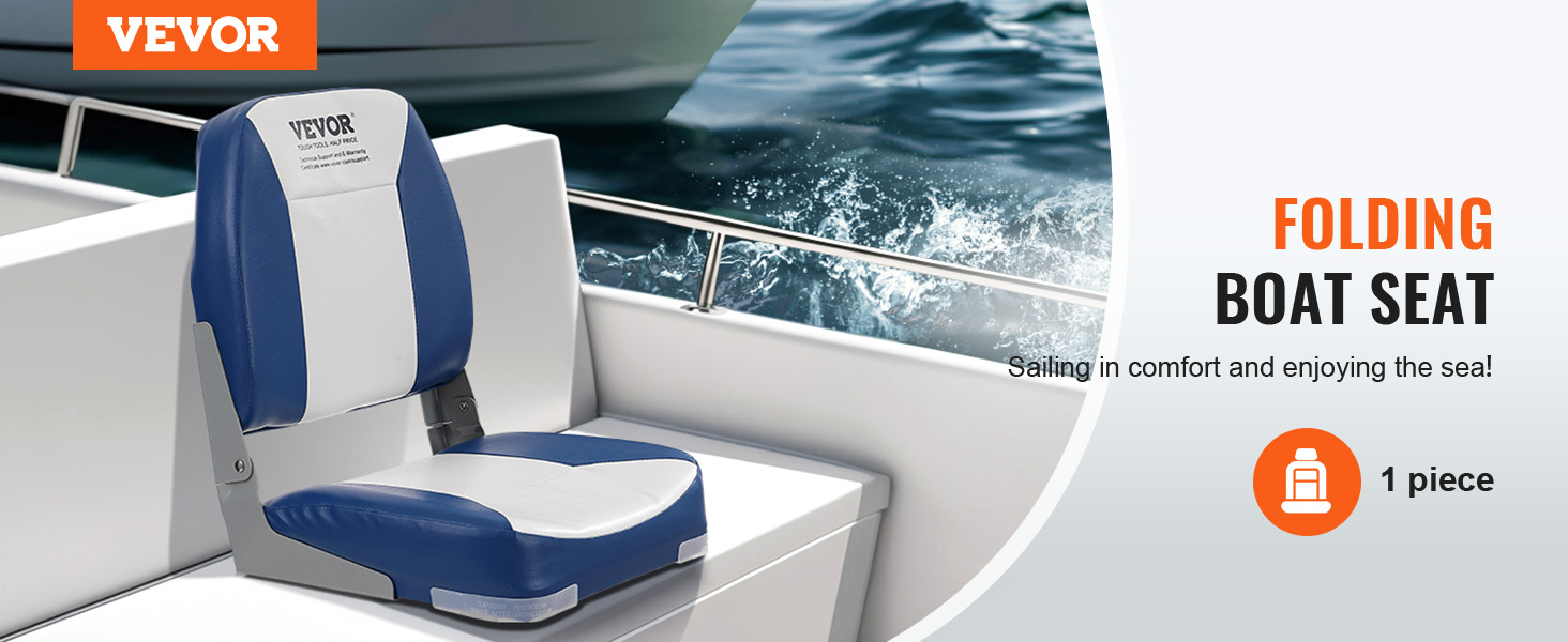 VEVOR VEVOR Boat Seat Low Back Fold-Down Fishing Boat Chair with Sponge  Padding 2 Pack