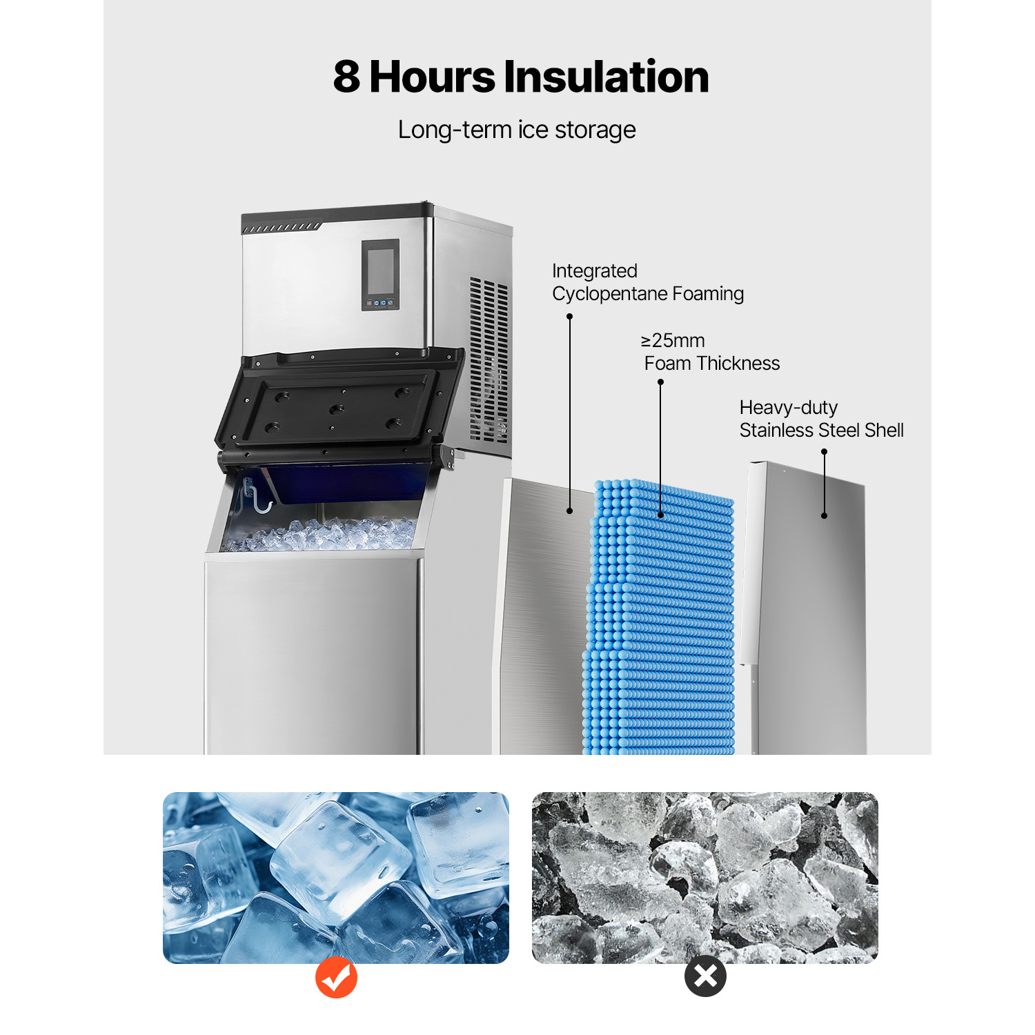 Uimoso 300/450/550/650/800/1000LBS Commercial Ice Maker Machine Self-Cleaning