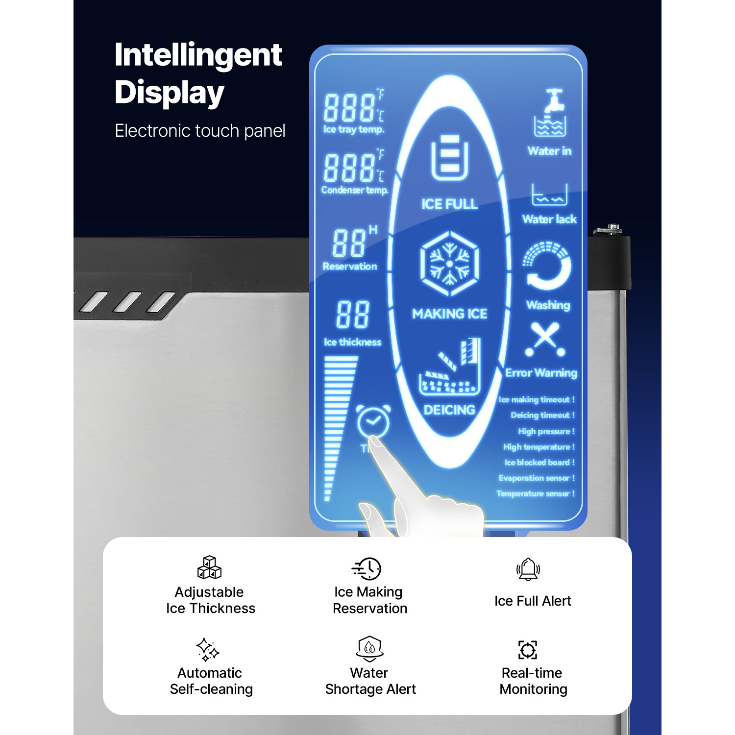 Uimoso 300/450/550/650/800/1000LBS Commercial Ice Maker Machine Self-Cleaning