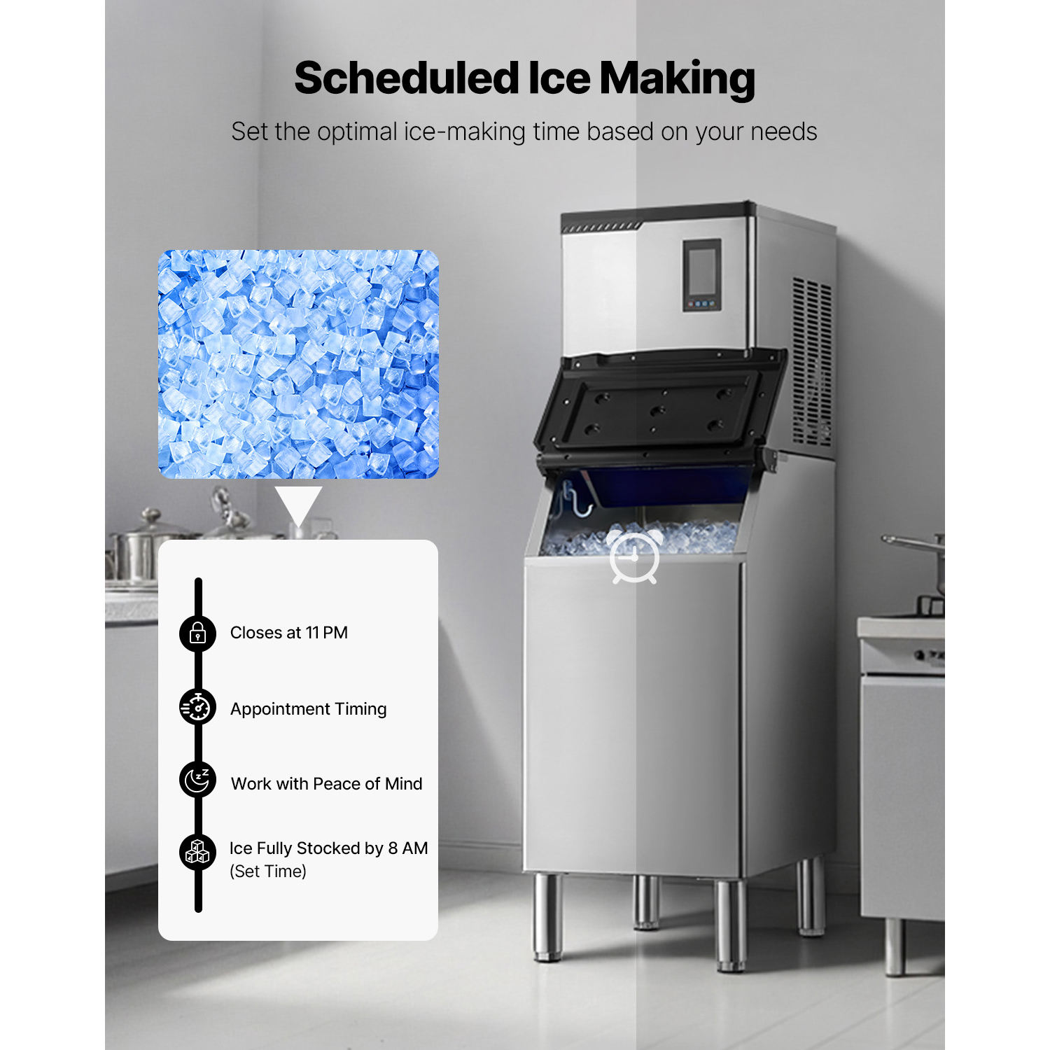 Uimoso 300/450/550/650/800/1000LBS Commercial Ice Maker Machine Self-Cleaning