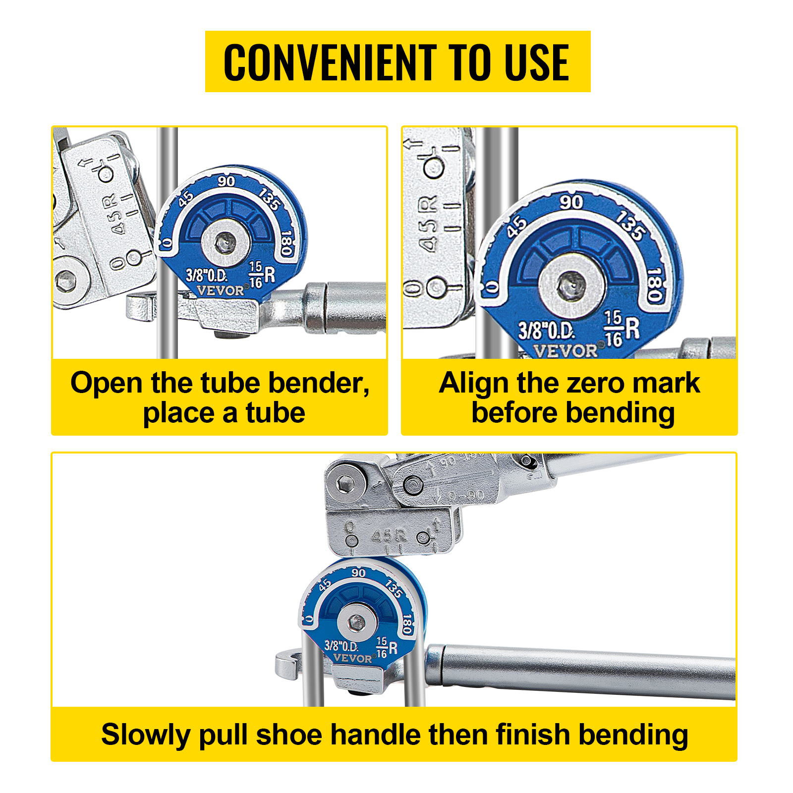 VEVOR Tube Bender, 3/8 inch Pipe Bending Capacity 180 Degrees Manual