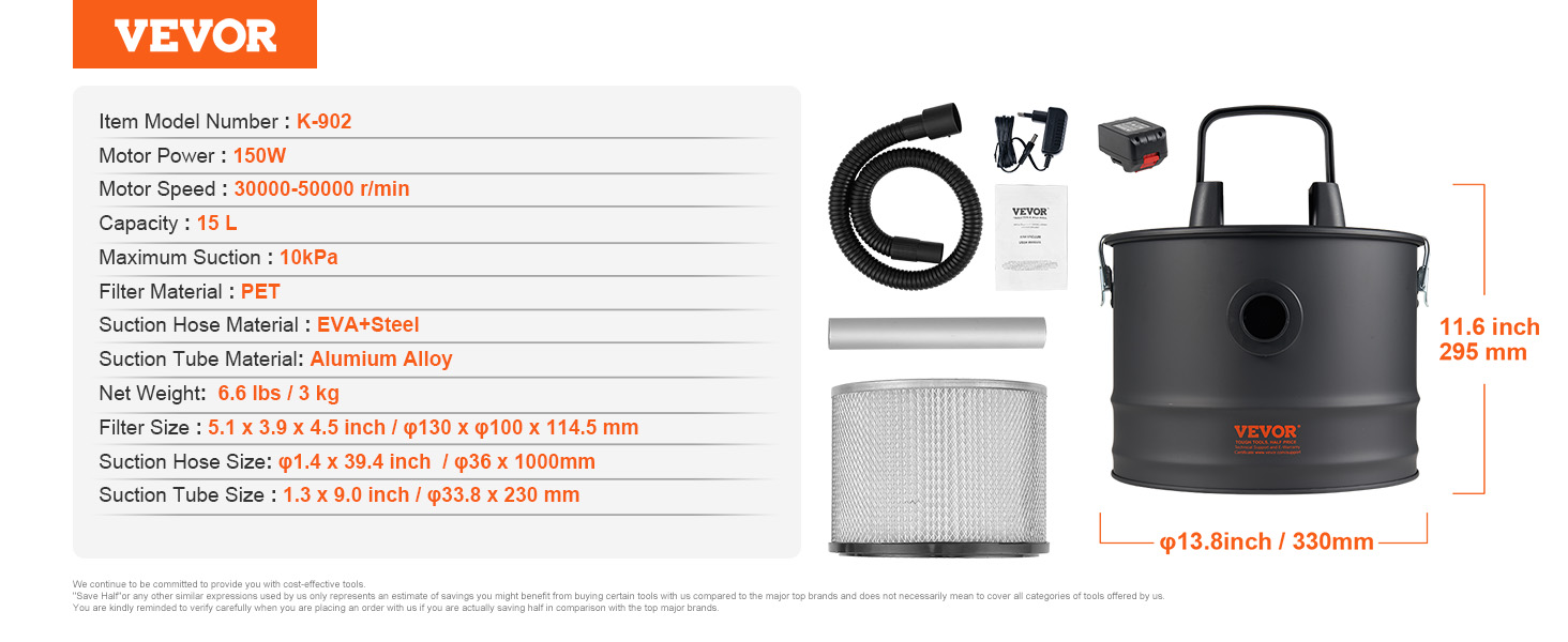 Ash Vacuum Cleaner,15L,10 Kpa