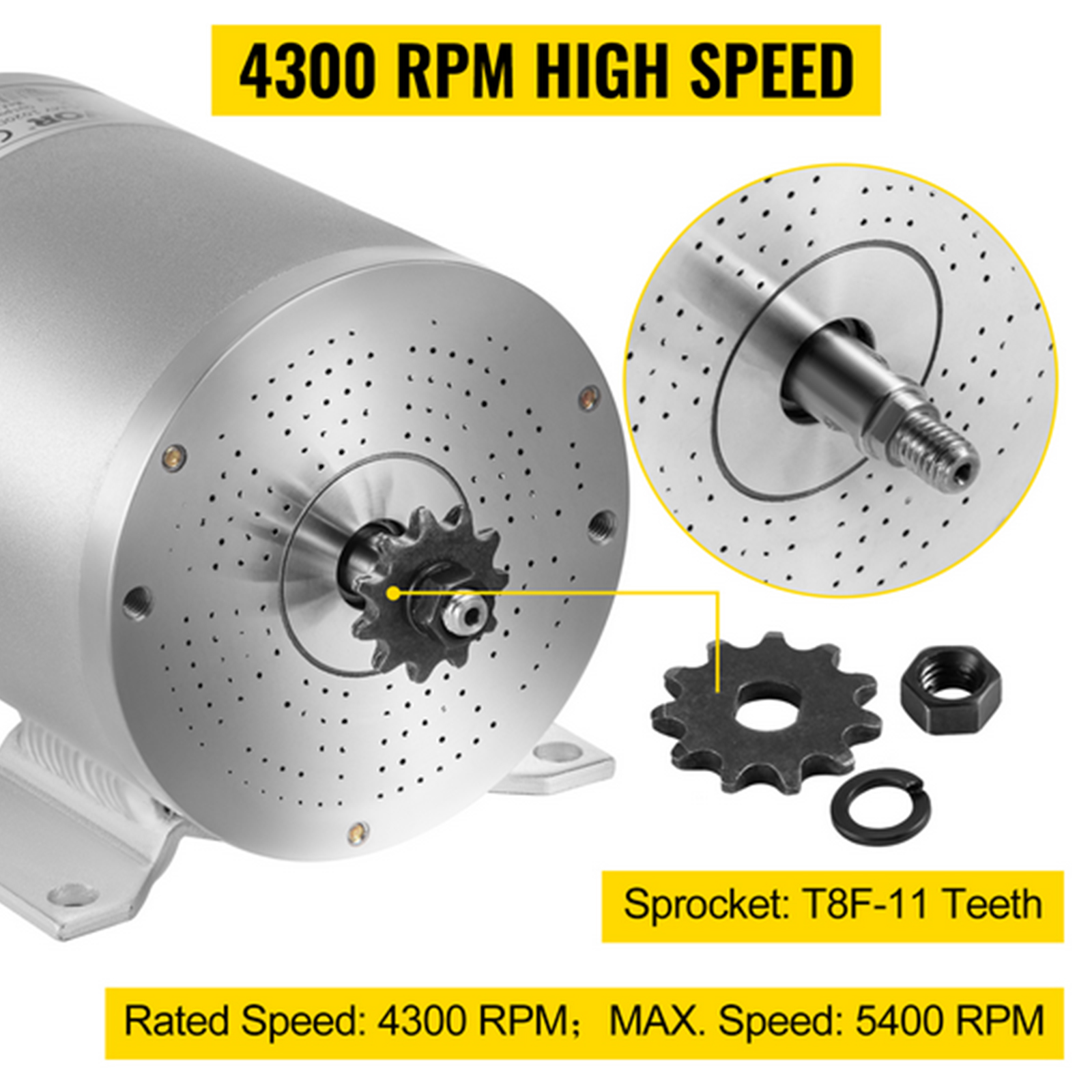 VEVOR Brushless Motor Kit 2000w 48v High Speed Electric Scooter Motor with  Mounting Bracket 42A 4300rpm Speed Controller Bicycle Motorcycle Mid Drive