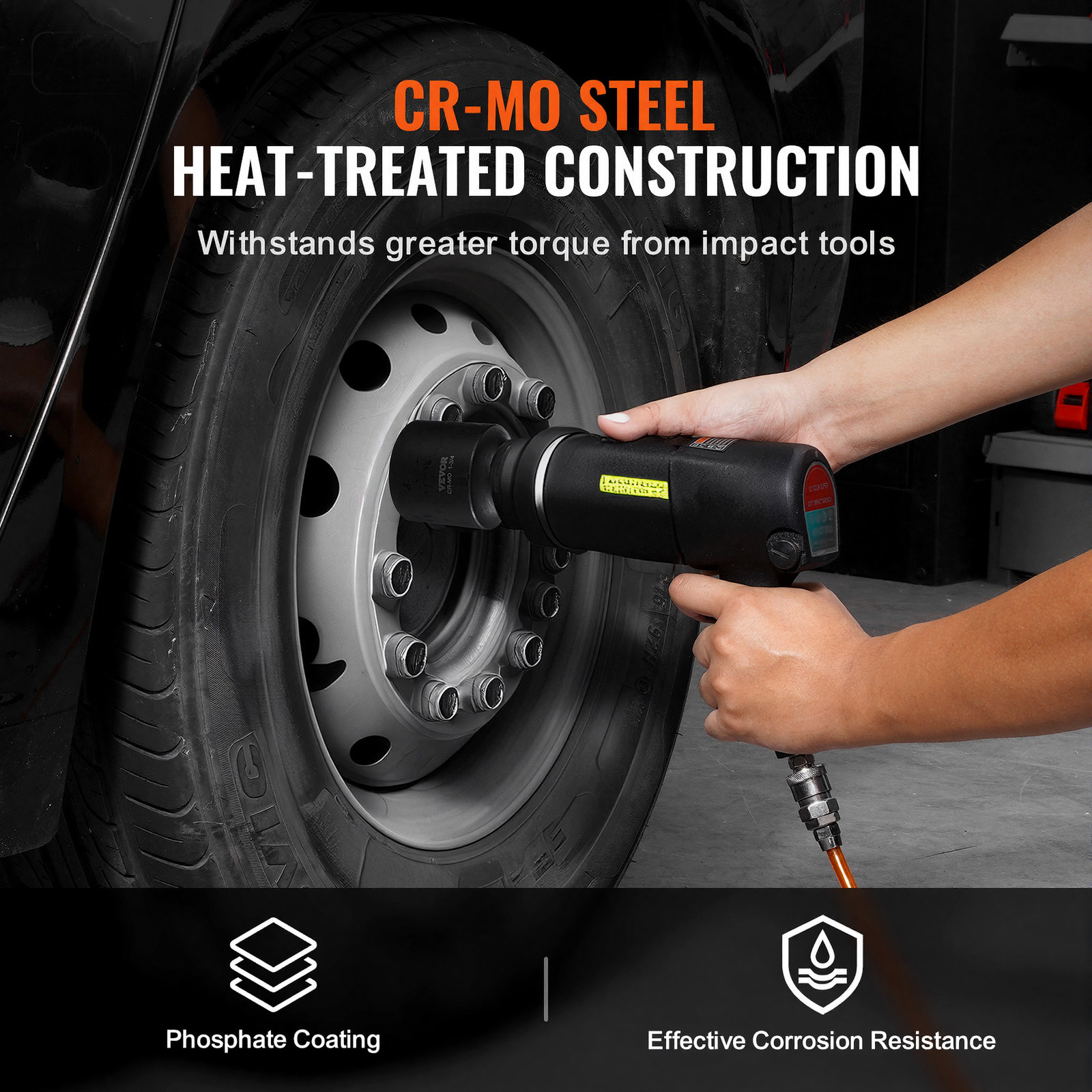 VEVOR Axle Nut Impact Socket Set 1/2" Drive Deep 12-Point 8PCS Metric Nut Socket