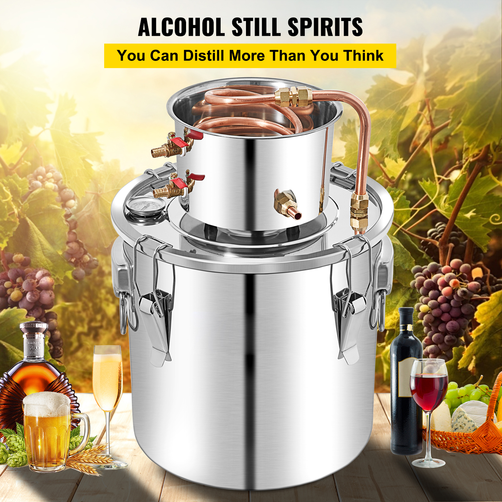 3/5/8/13.2 Gal Moonshine Still Water Wine Alcohol Distiller Brewing Kit - Picture 134 of 144