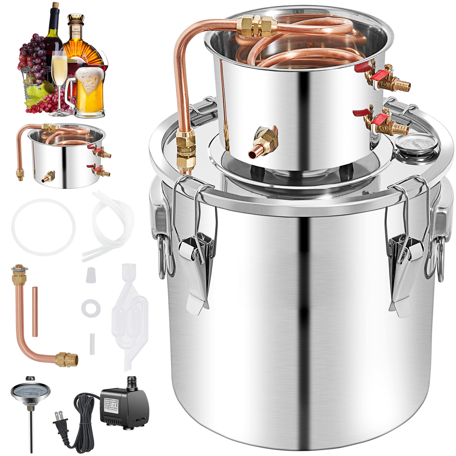 3/5/8/13.2 Gal Moonshine Still Water Wine Alcohol Distiller Brewing Kit - Picture 133 of 144