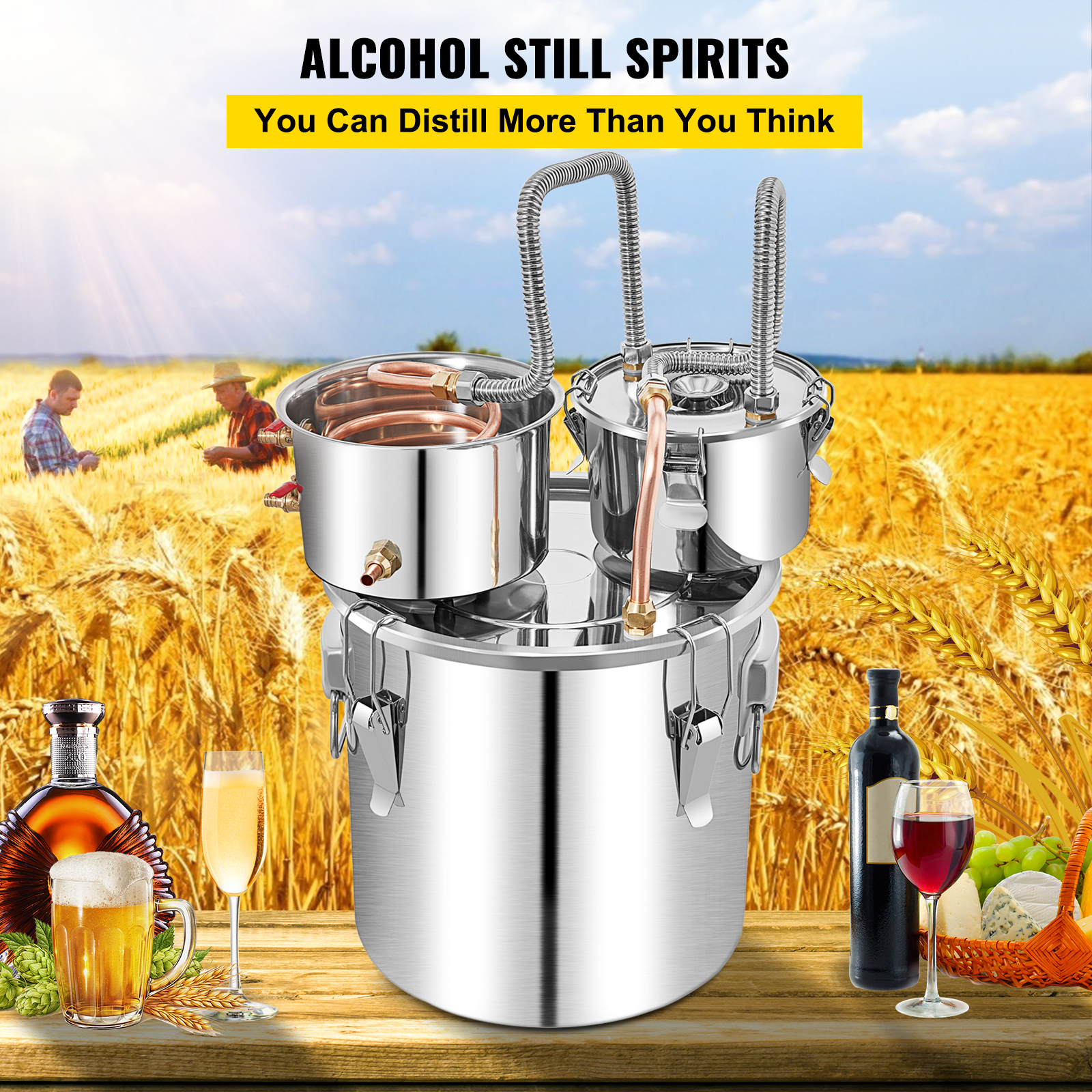 3/5/8/13.2 Gal Moonshine Still Water Wine Alcohol Distiller Brewing Kit - Picture 86 of 144
