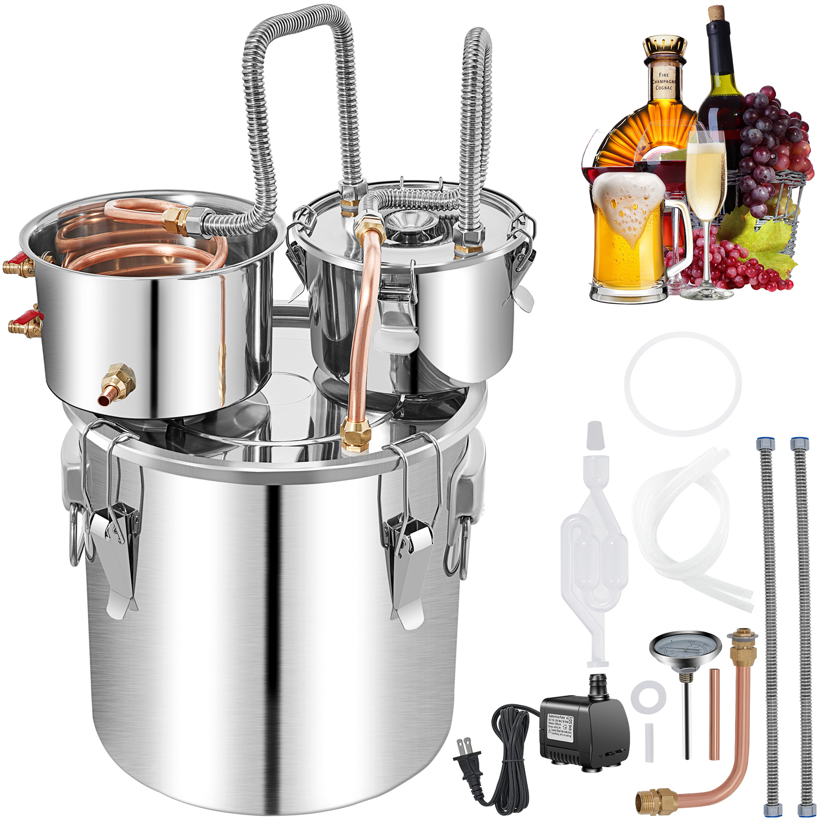 3/5/8/13.2 Gal Moonshine Still Water Wine Alcohol Distiller Brewing Kit - Picture 95 of 144