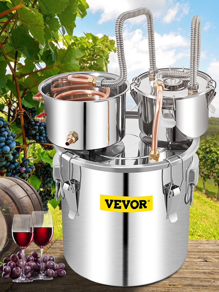 VEVOR Alcohol Still, 13.2Gal 50L Stainless Steel Water Alcohol Distiller  Copper Tube Home Brewing Kit Build-in Thermometer for DIY Whisky Wine  Brandy, Silver VEVOR US