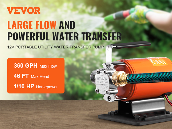 Water transfer pump,1/10 HP,360 GPH